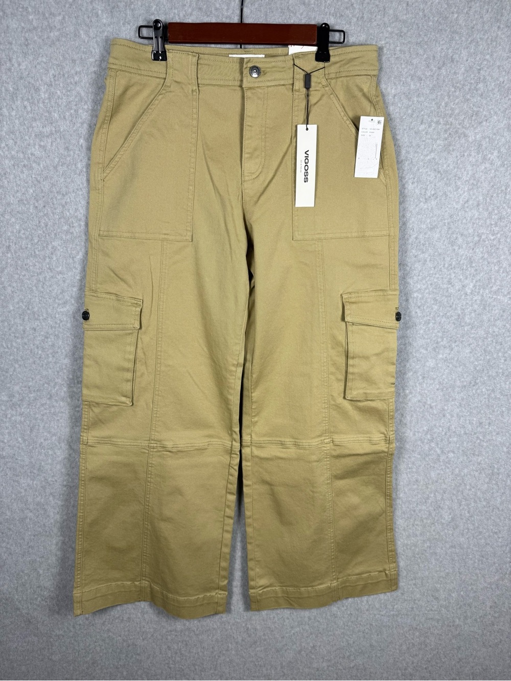 NWT Vigoss Khaki Cargo Trousers Wide Leg Utility Gorpcore Y2K Size 30